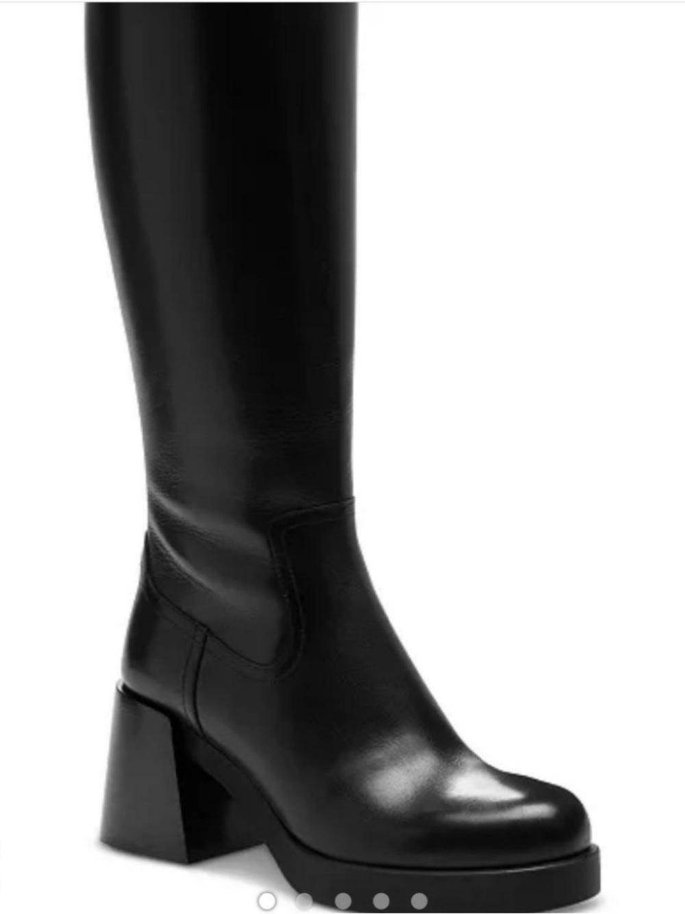 Coach Black Leather Knee-High Platform Block Heel Boots